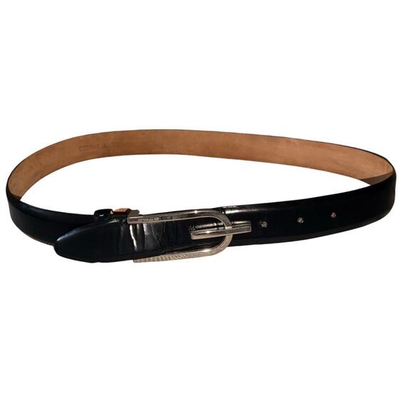 Etro Italian Leather Black Belt Silver Buckle Sz Small Women main image 5